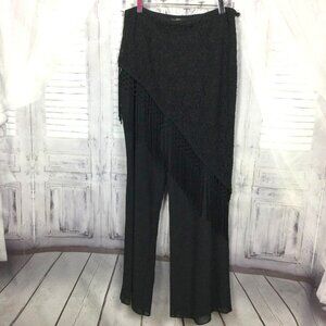 Sandra Darren Wide Leg Flowy Fringe Dress Pants 10